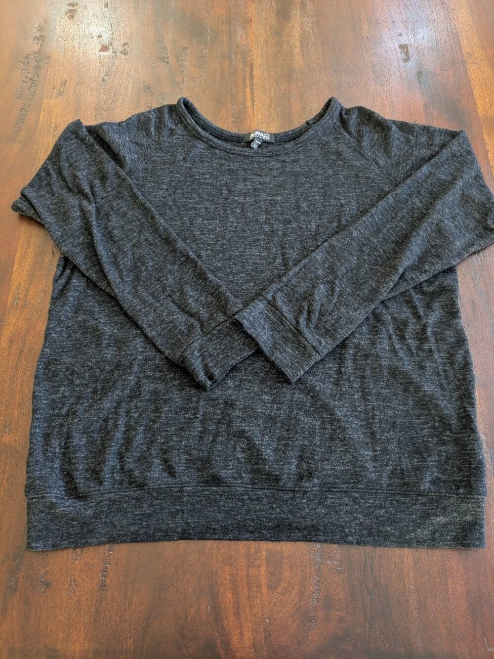 Buffalo David Bitton Charcoal Gray Marled Knit Pullover Crewneck Top XL